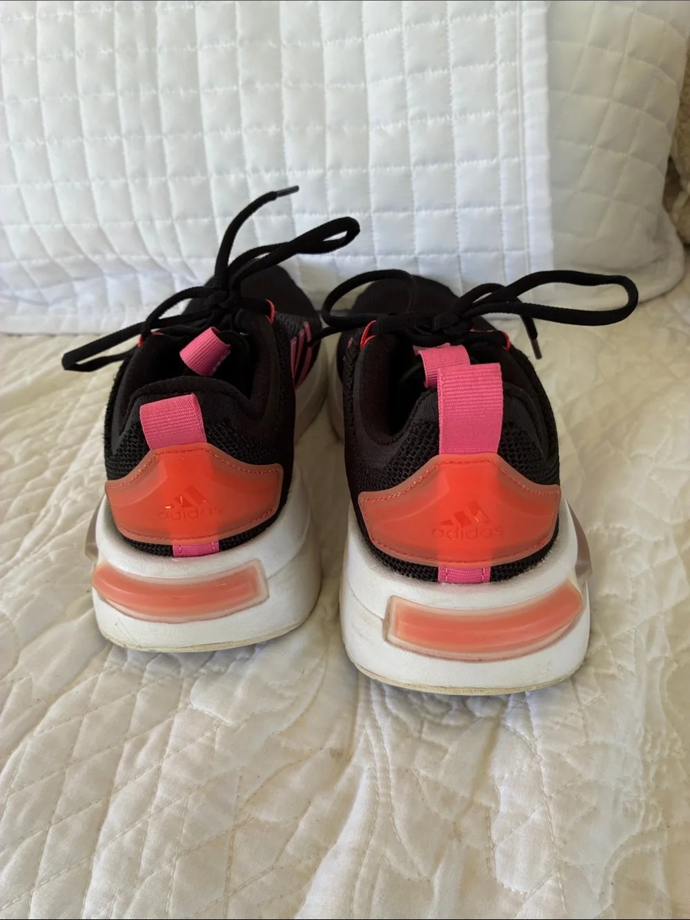 adidas Women’s Black Athletic Sneakers with Pink Accents
